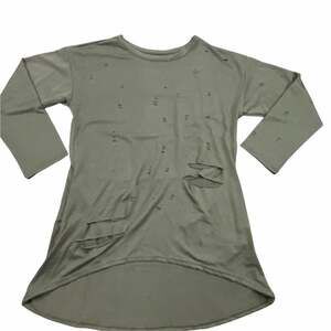 Distressed Military Green Tunic Top Mini Dress with Pockets Size Large